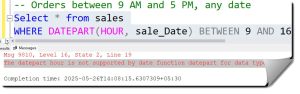The datepart hour is not supported by date function dateadd for data type date.