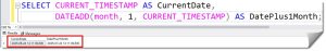Add Month To Date SQL Server