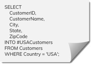 SQL Server Create Temp Table From Select