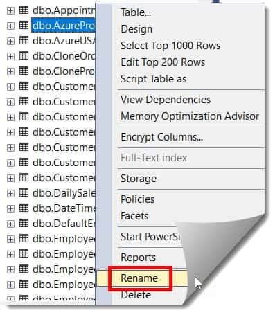 table rename in sql server
