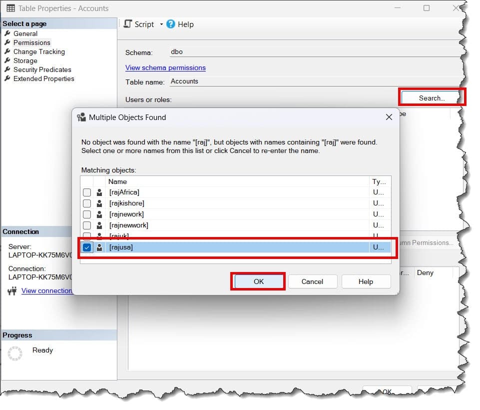 check table permissions in sql