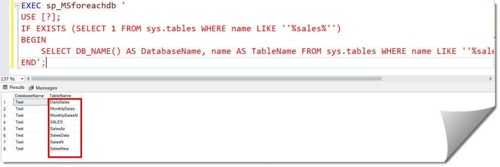 find table sql