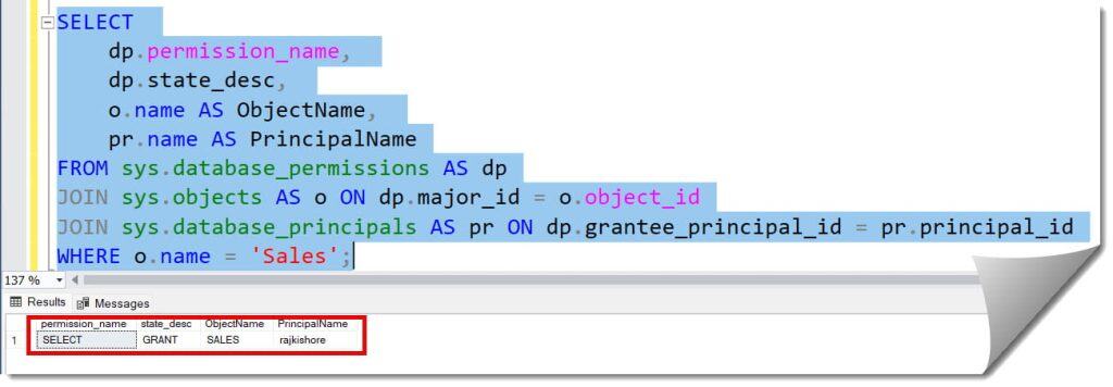 how to grant select on table in sql server