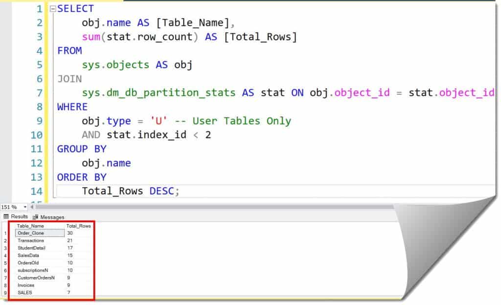 how to get number of rows in sql table