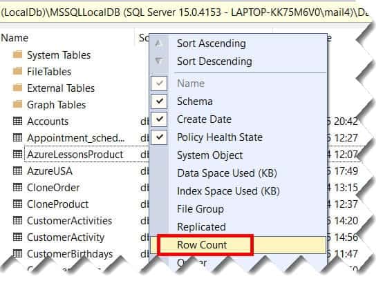 sql select count of rows in table