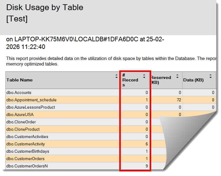 sql server get number of rows in all tables