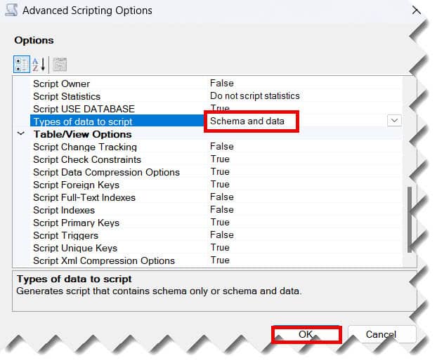 generate insert statements from table