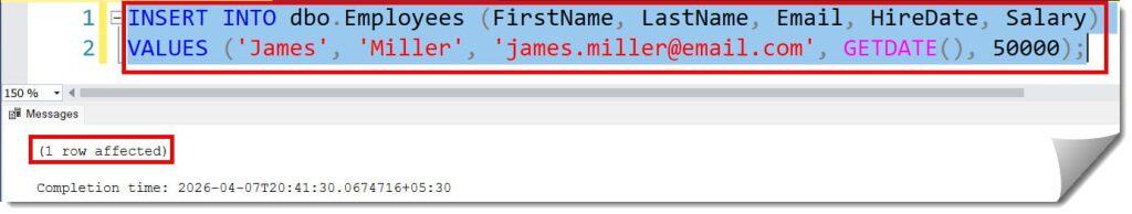 How To Insert Data In SSMS