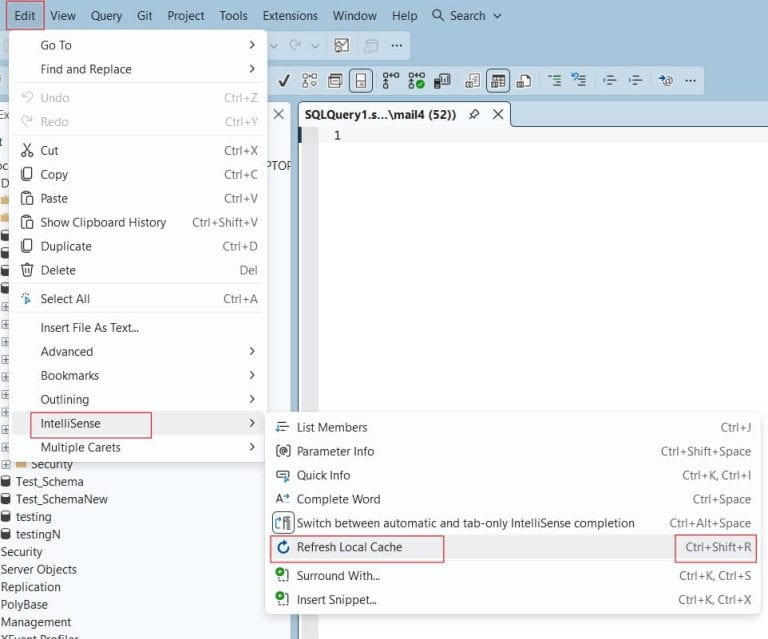 Refresh IntelliSense Cache SQL Server - SQL Server Guides