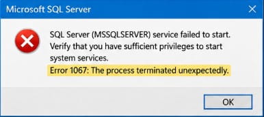 SQL Error 1067