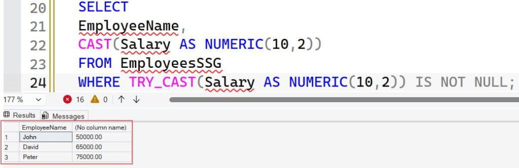 SQL error converting data type nvarchar to numeric.