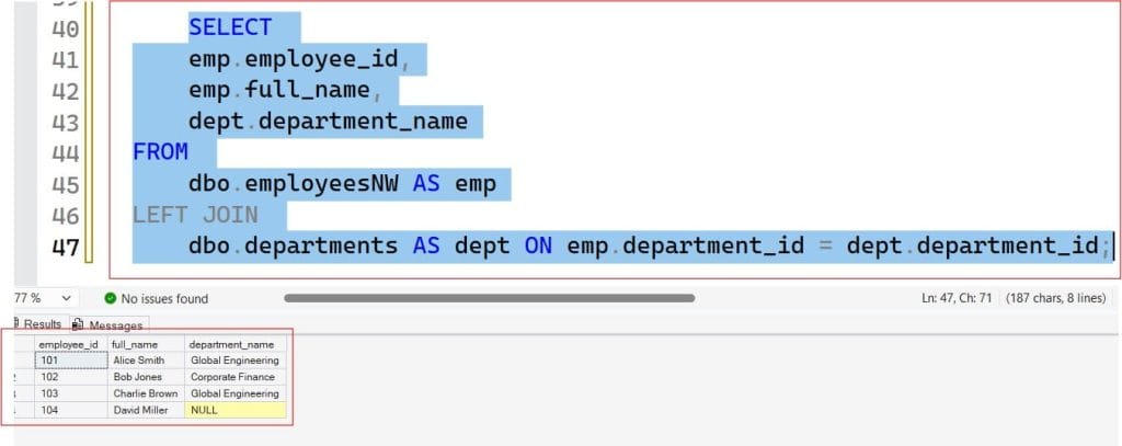 sql inner join vs left join differences
