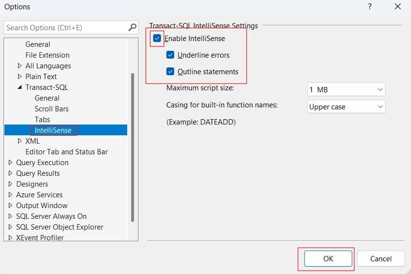 ssms 21 autocomplete not working