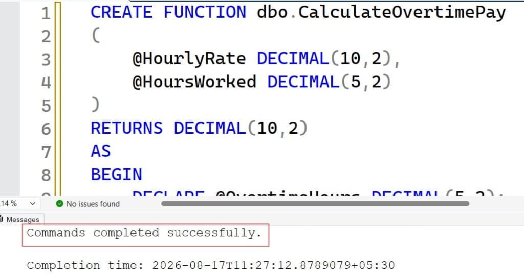 How to Execute a Function in SQL Server with Parameters