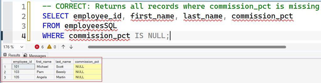 sql null value