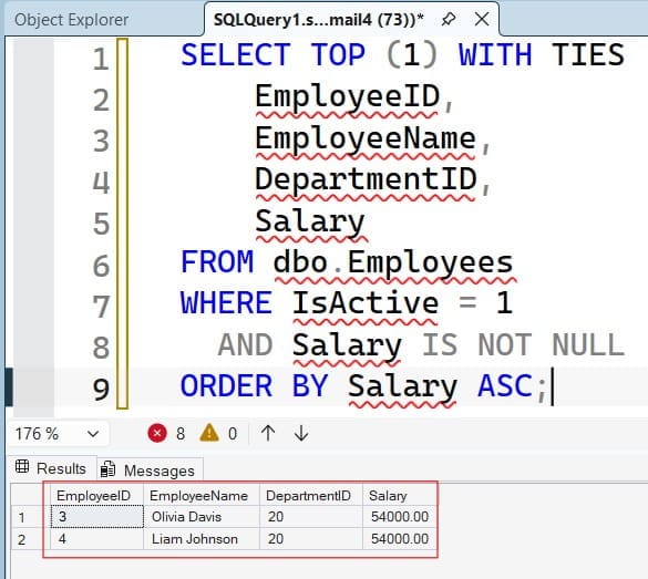 Find Lowest Salary SQL Server