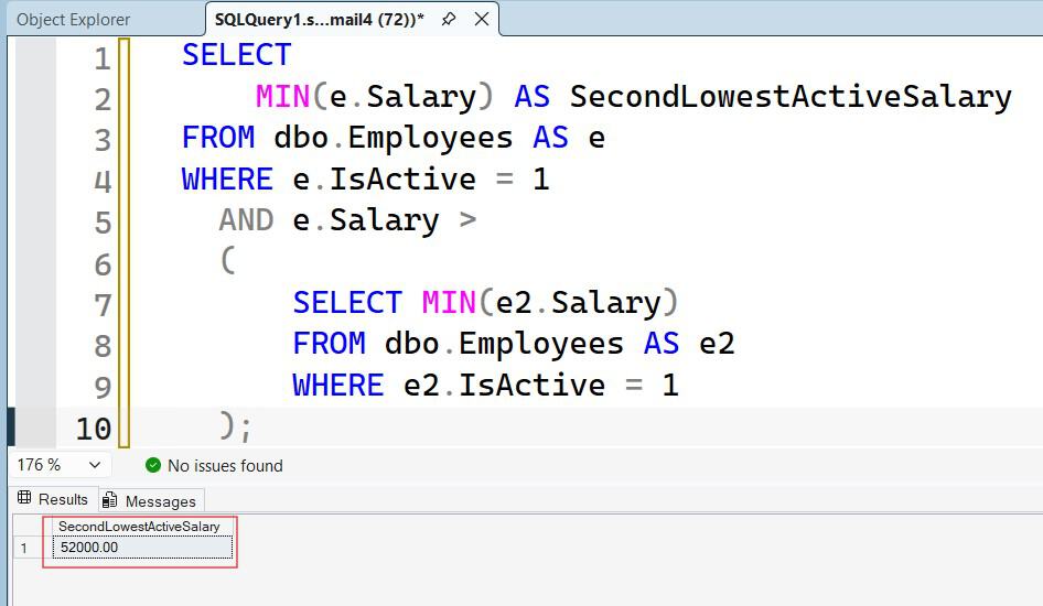 Find Second Lowest Salary in SQL Server