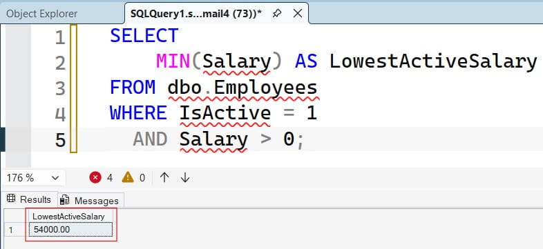 How to Find Lowest Salary in SQL Server