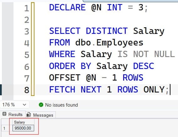 find nth highest salary in sql server