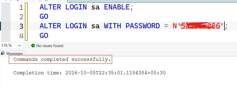 how to reset sql server sa password without login