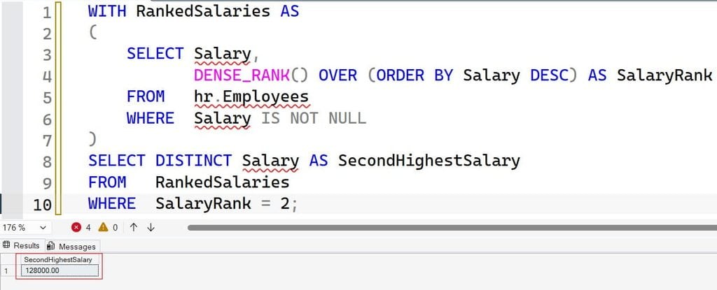 second highest salary in sql server